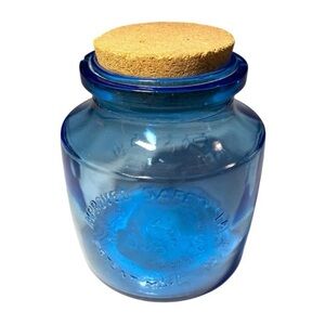 Crownford China Co Italy Bless Our House Storage 2 Quart Jar Blue Vintage